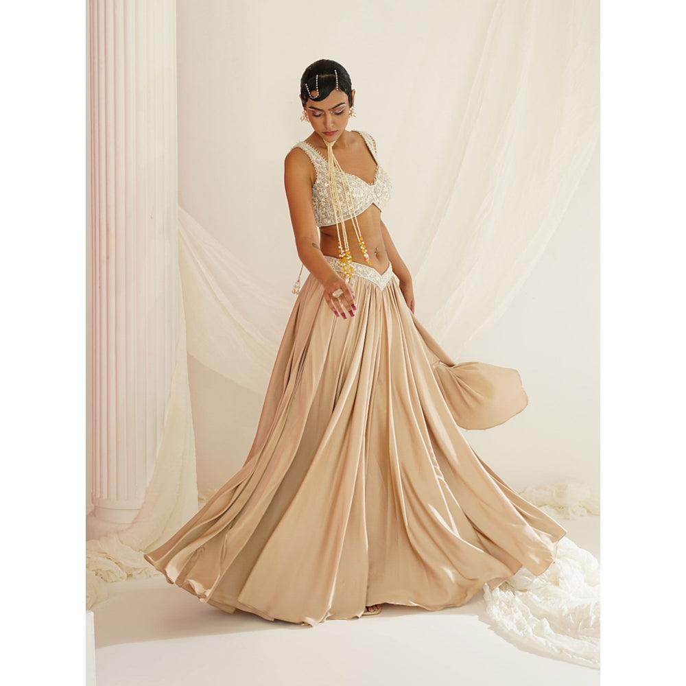 Kapda Dori Nude Embellished Lehenga with Blouse (Set of 2)