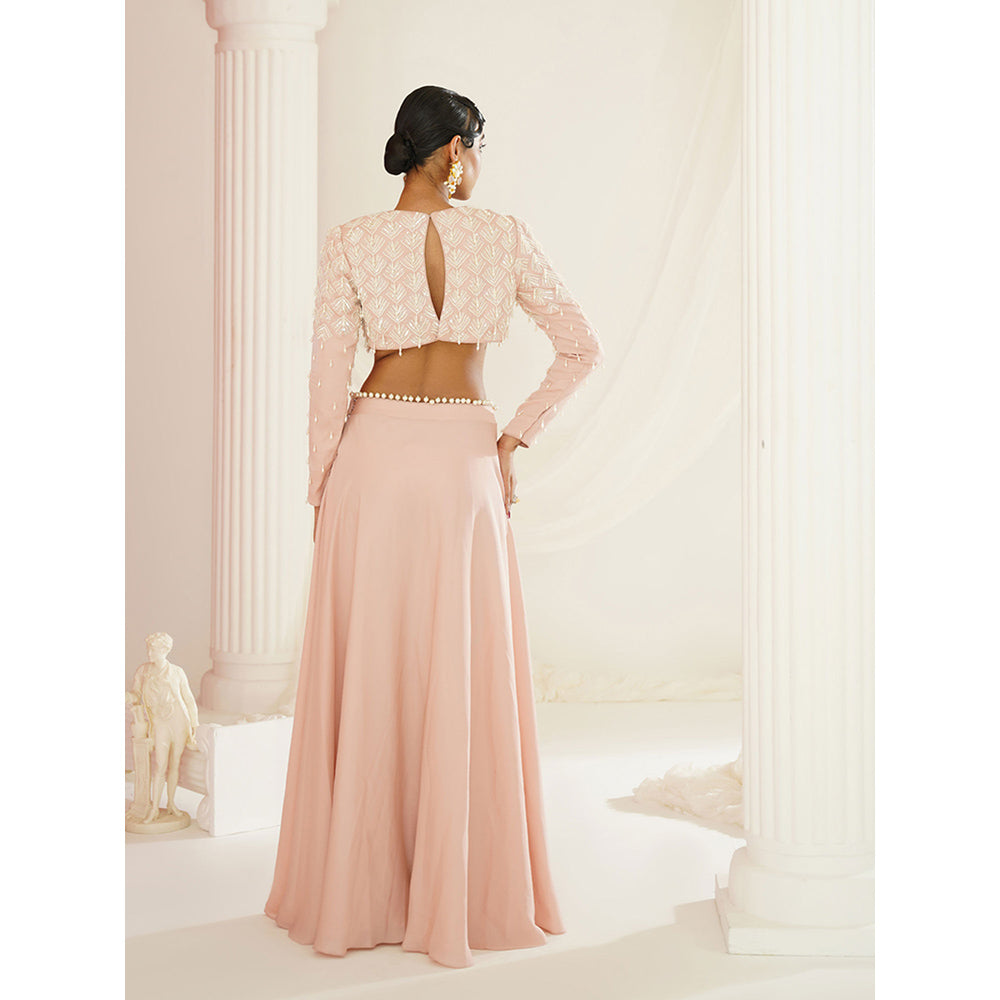 Kapda Dori Blush Pink Embellished Skirt with Blouse and Dupatta (Set of 3)