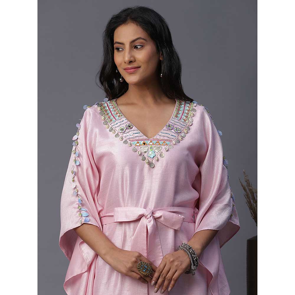 Arpita Sulakshana Blue Girl Hand painted Pink Kaftan