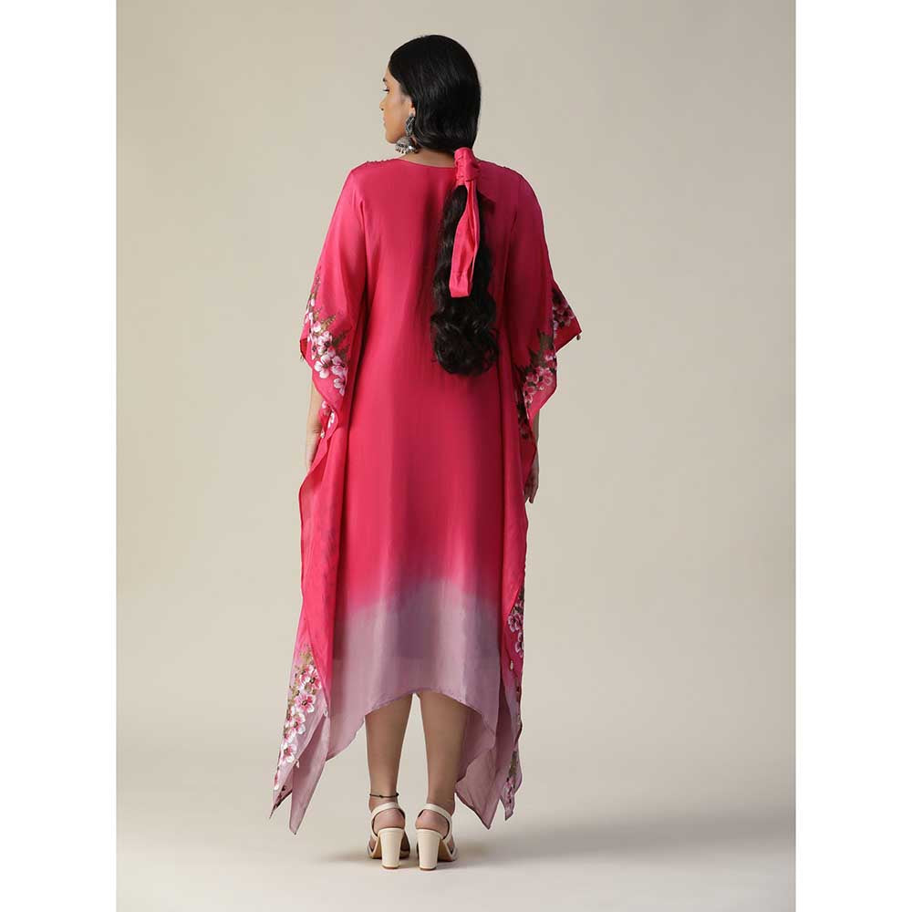 Arpita Sulakshana Hot Pink Hand Painted Floral Kaftan