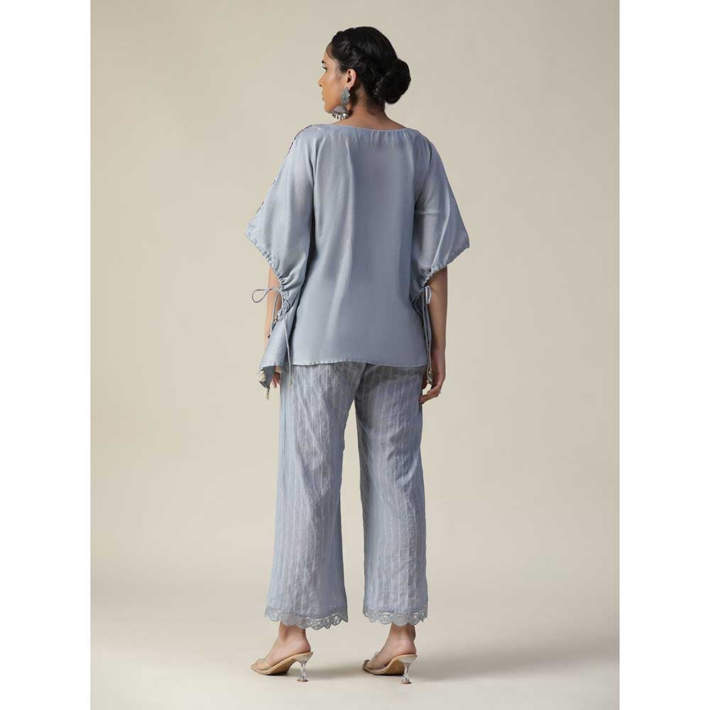 Arpita Sulakshana Ice Blue Embroidered Short Kaftan (Set of 2)