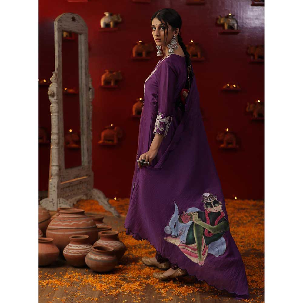 Arpita Sulakshana Purple Krishna Shringaar Kurta with Churidar and Dupatta (Set of 3)