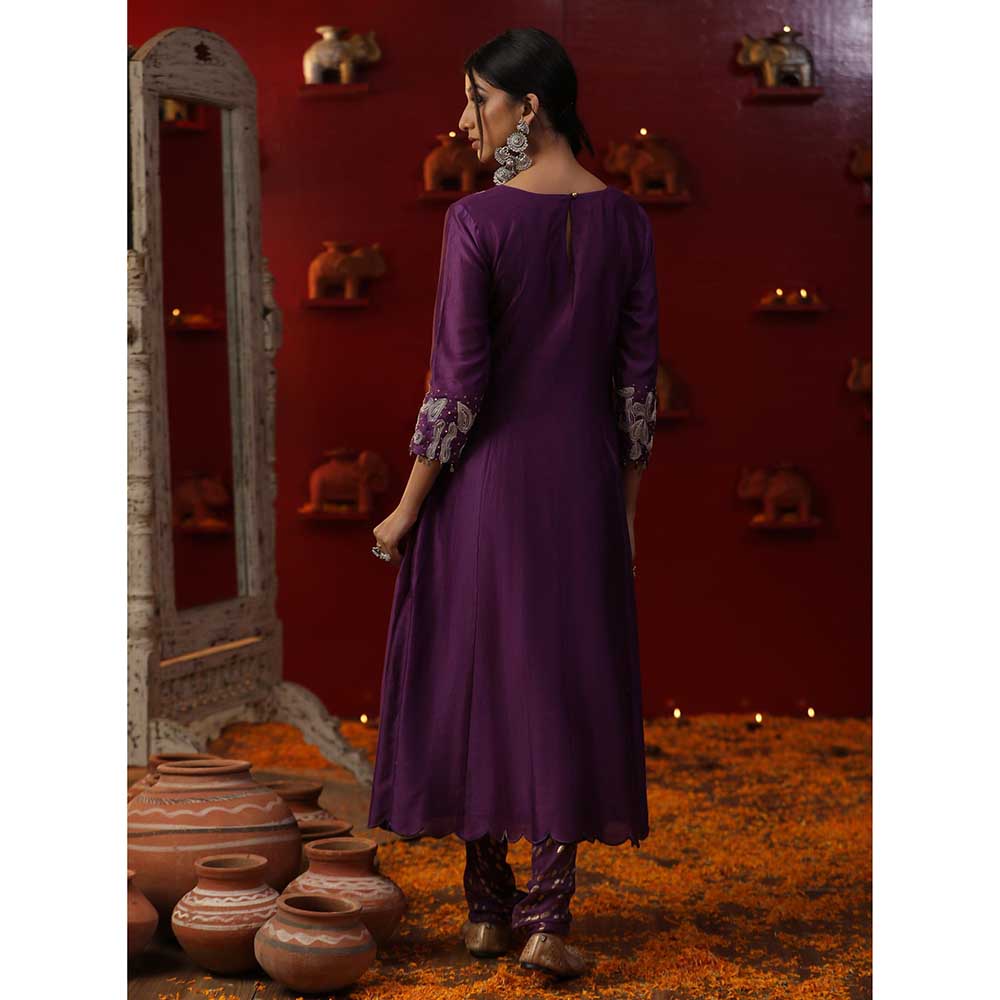 Arpita Sulakshana Floral Shringaar Purple Kurta with Churidar and Dupatta (Set of 3)