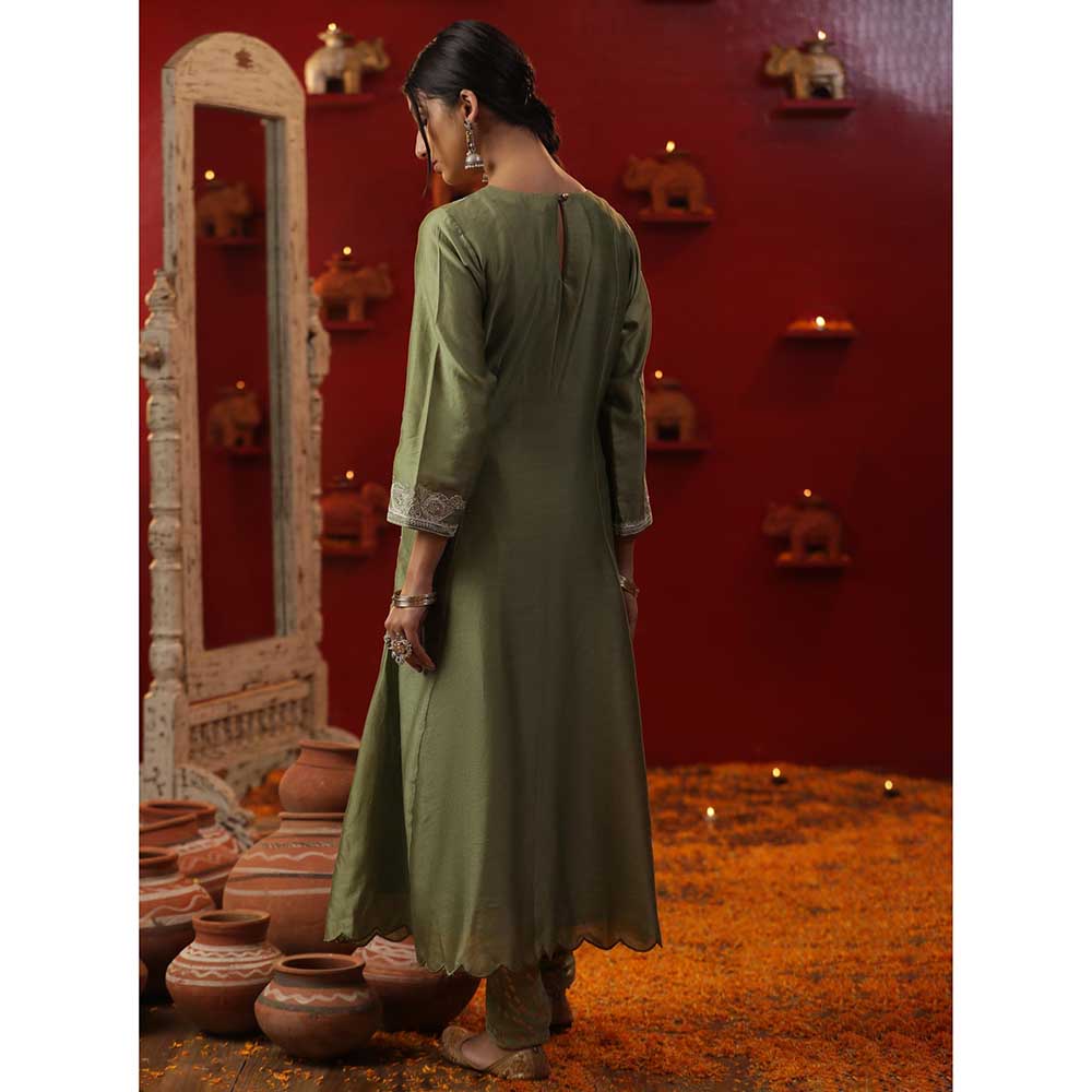 Arpita Sulakshana Pista Green Custom Letter Kurta with Churidar and Dupatta (Set of 3)