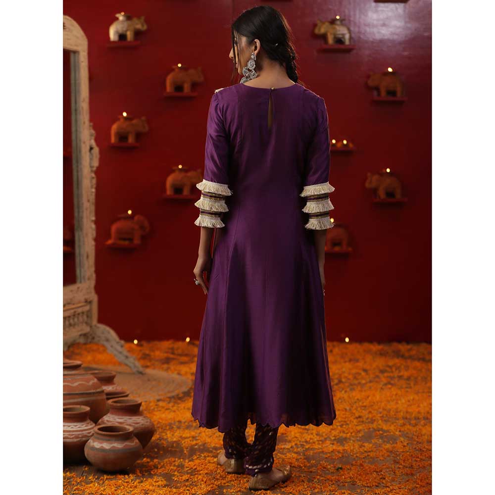 Arpita Sulakshana Purple Shringaar A-Line Kurta with Churidar and Dupatta (Set of 3)