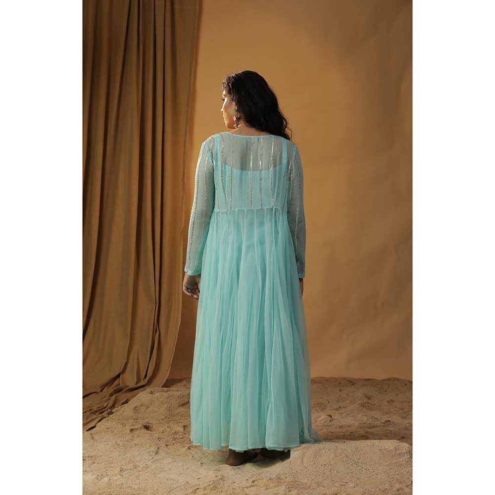 Arpita Sulakshana Sku Blue Dress with Jacket (Set of 2)