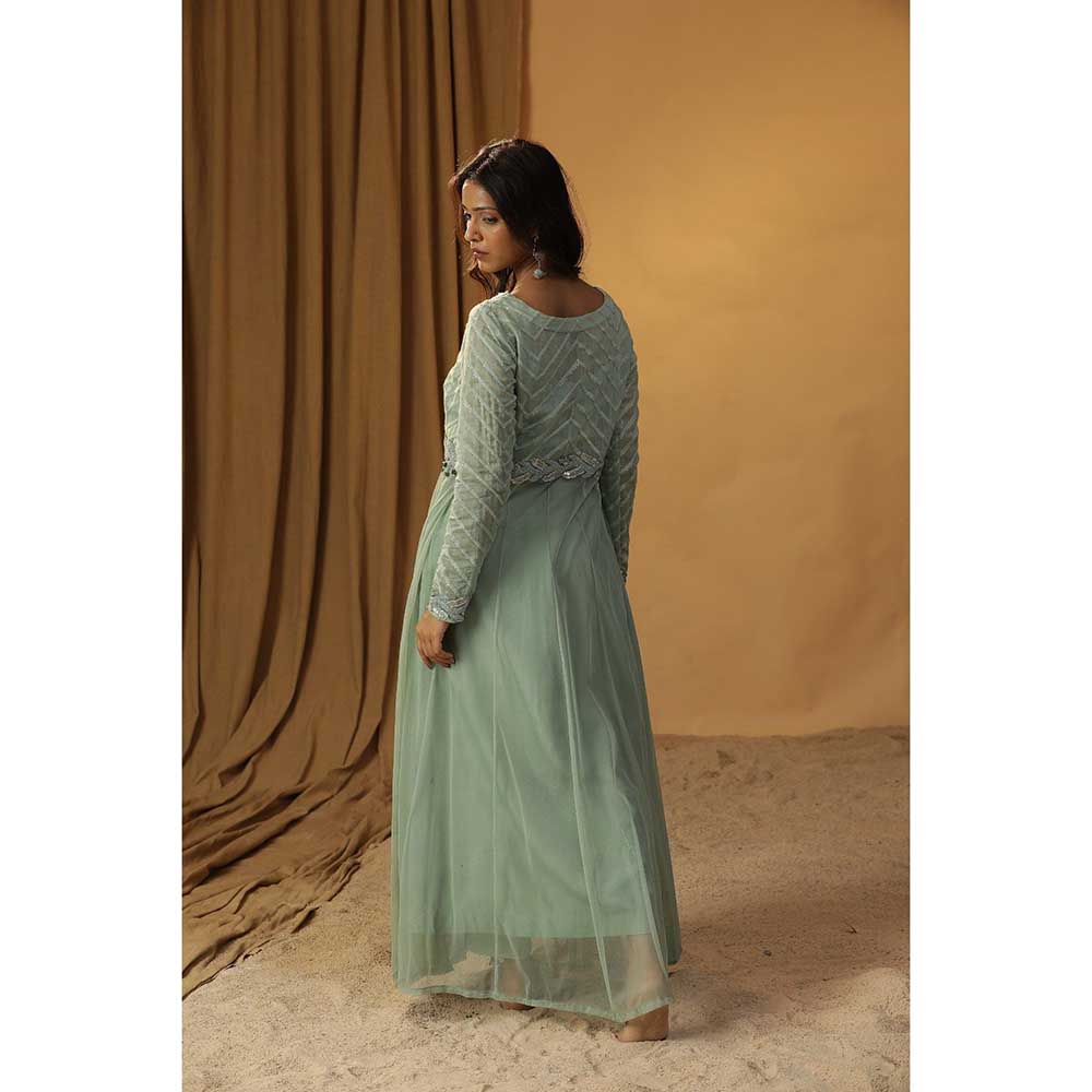 Arpita Sulakshana Sea Green Dress with Jacket (Set of 2)