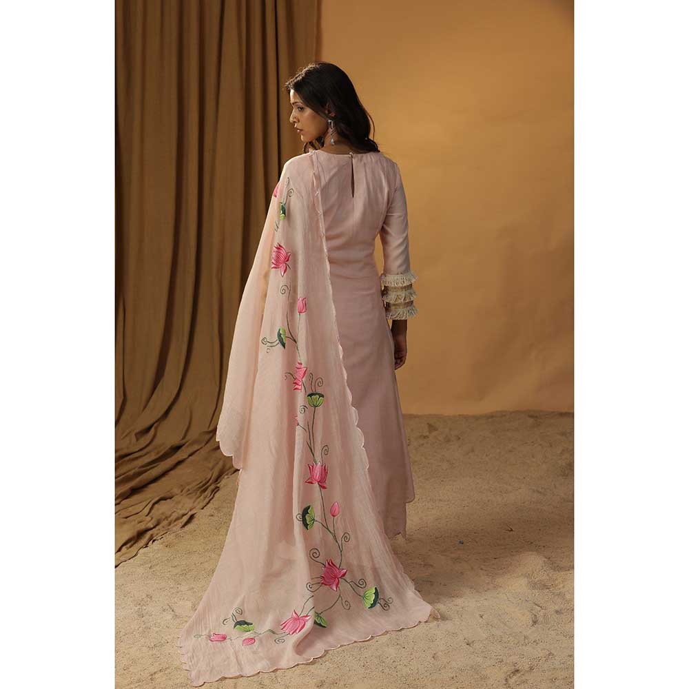 Arpita Sulakshana Baby Pink A-Line Anarkali Kurta & Pant with Dupatta (Set of 3)