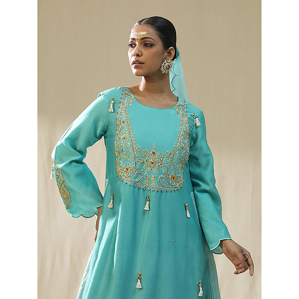 Arpita Sulakshana Firozi Ambi A Line Kurta And Pant With Dupatta