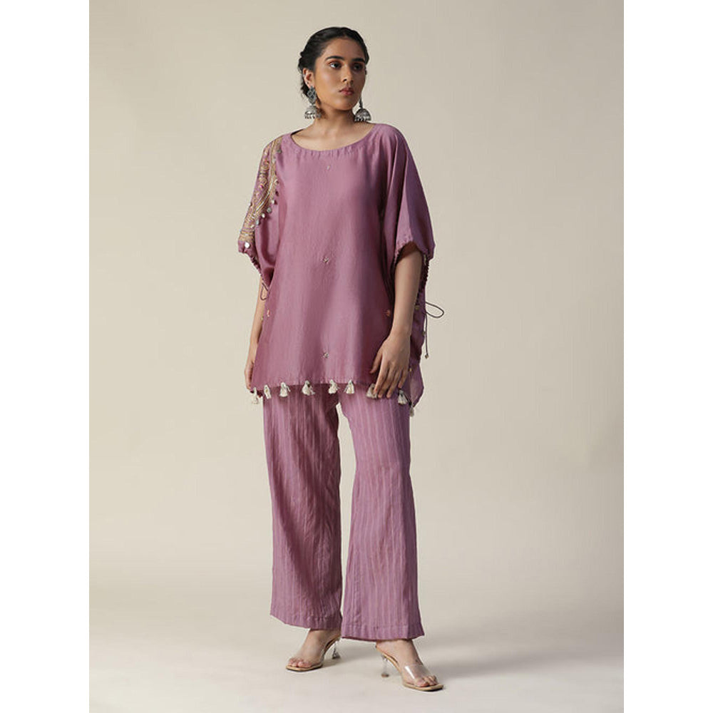 Arpita Sulakshana Rosy Mauve Embroidered Short Kaftan and Pants Set