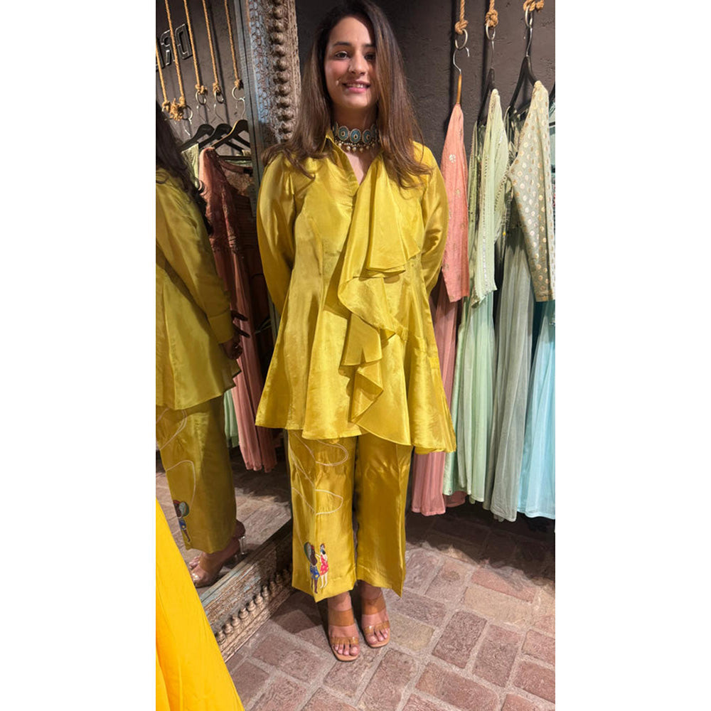 Arpita Sulakshana Skpr-04 Yellow Hand Painted Kurta with Pants