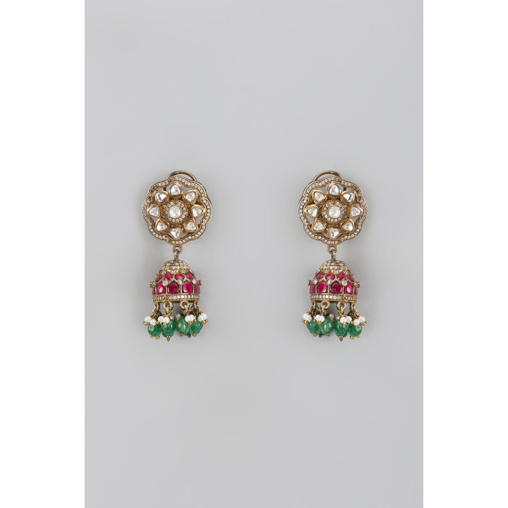 KARISA DESIGNS Serene Victorian Moissanite Jhumkas