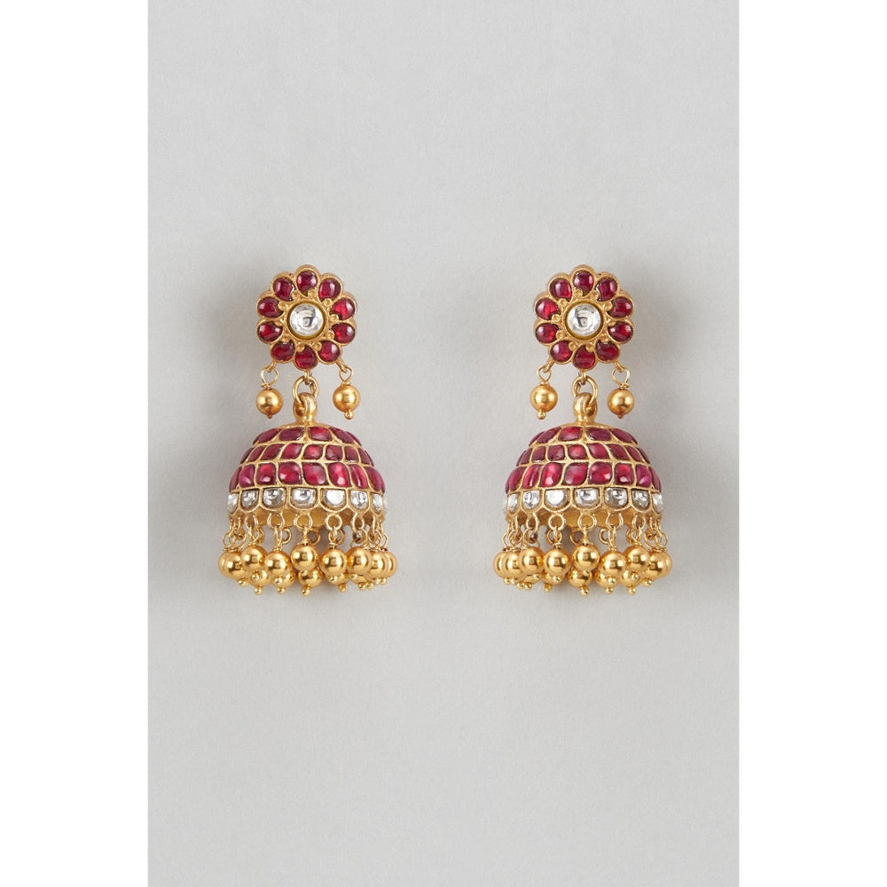 KARISA DESIGNS Loka Kundan Jhumkas with Beads