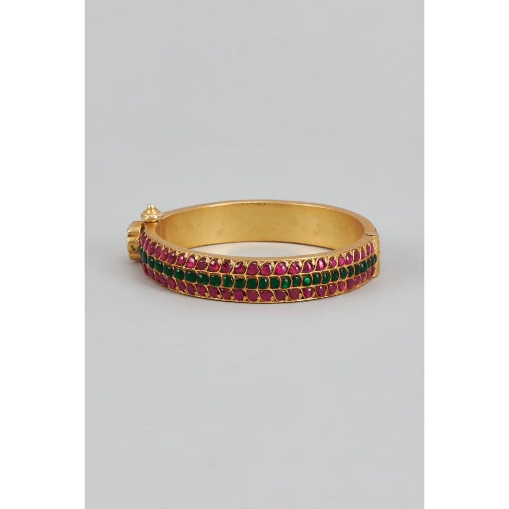 KARISA DESIGNS Purple Hariyali Kundan Kada