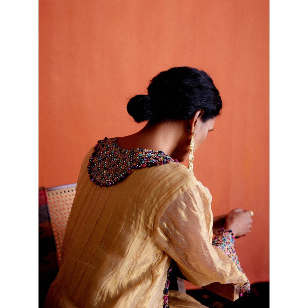 Karishma Khanduja Haseen Beige Embellished Anarkali with Pant (Set of 2)