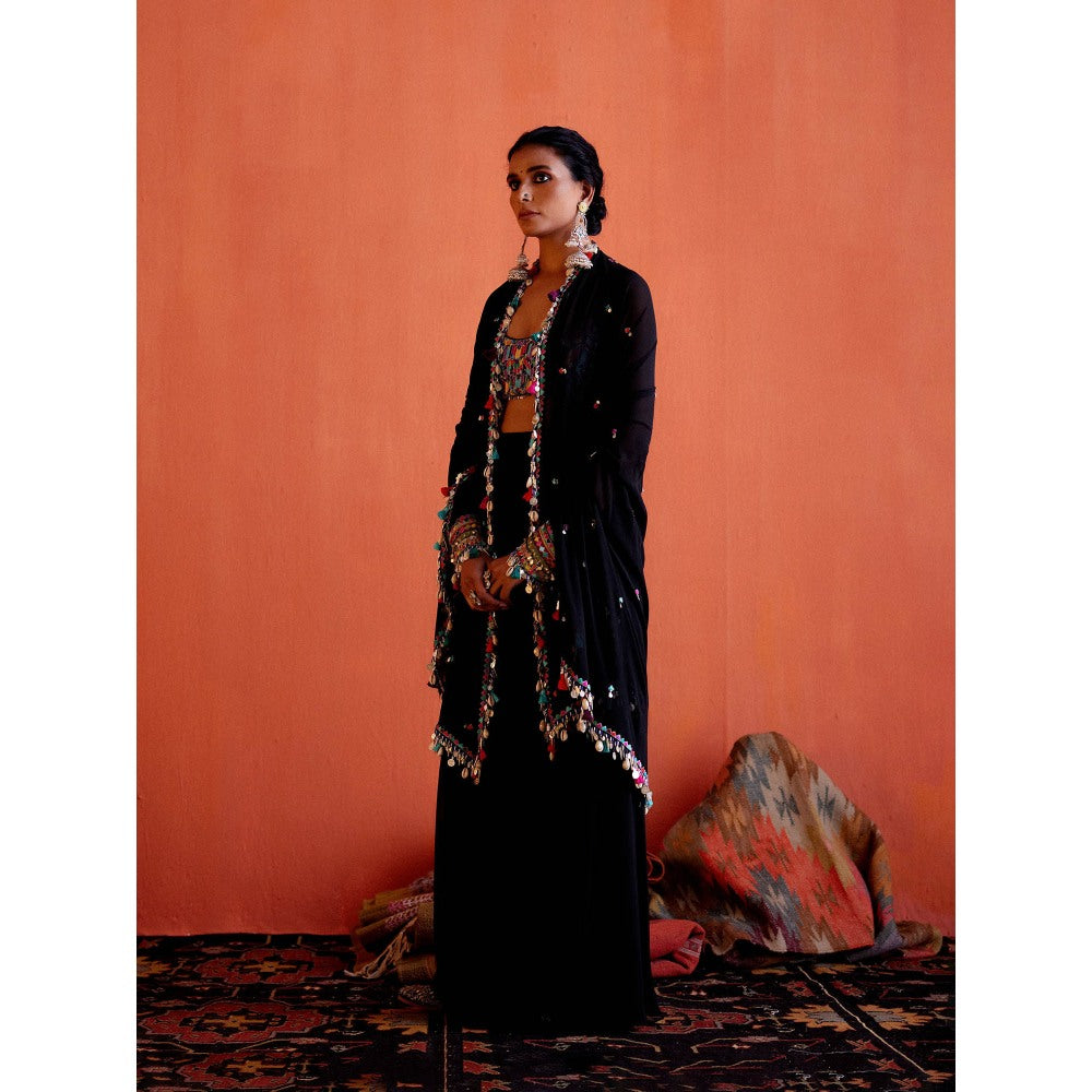 Karishma Khanduja Arshad Black Tassels Cape