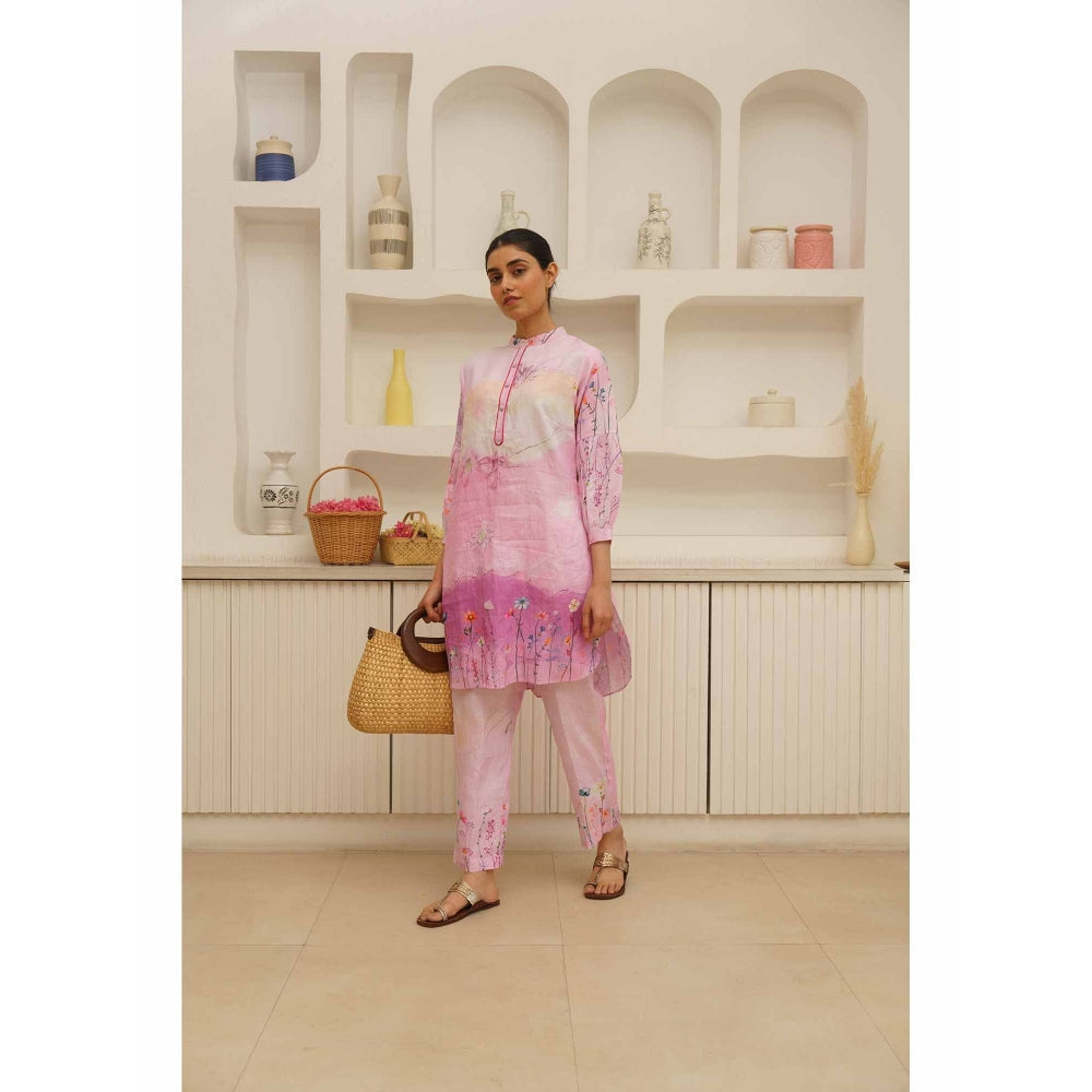 KAVANA Lavanya Floral Print Embroidery Kurta with Pant (Set of 2)