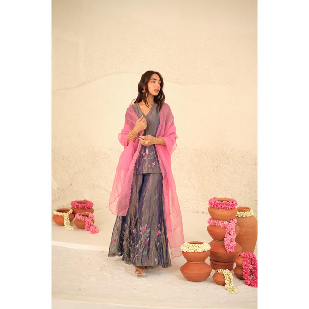KAVANA Women Pink Tanvi Silk Organza Dupatta