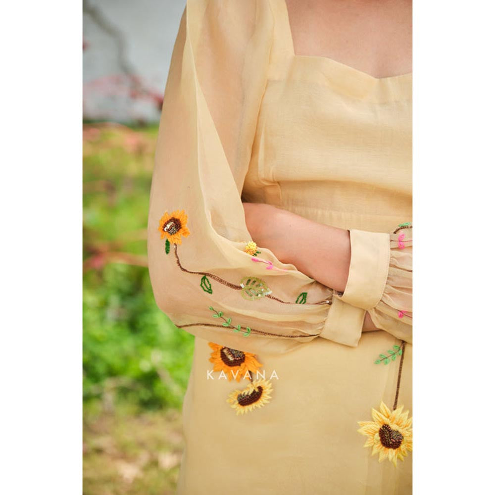 KAVANA Women Embroidered Beige Aamras Stitched Blouse