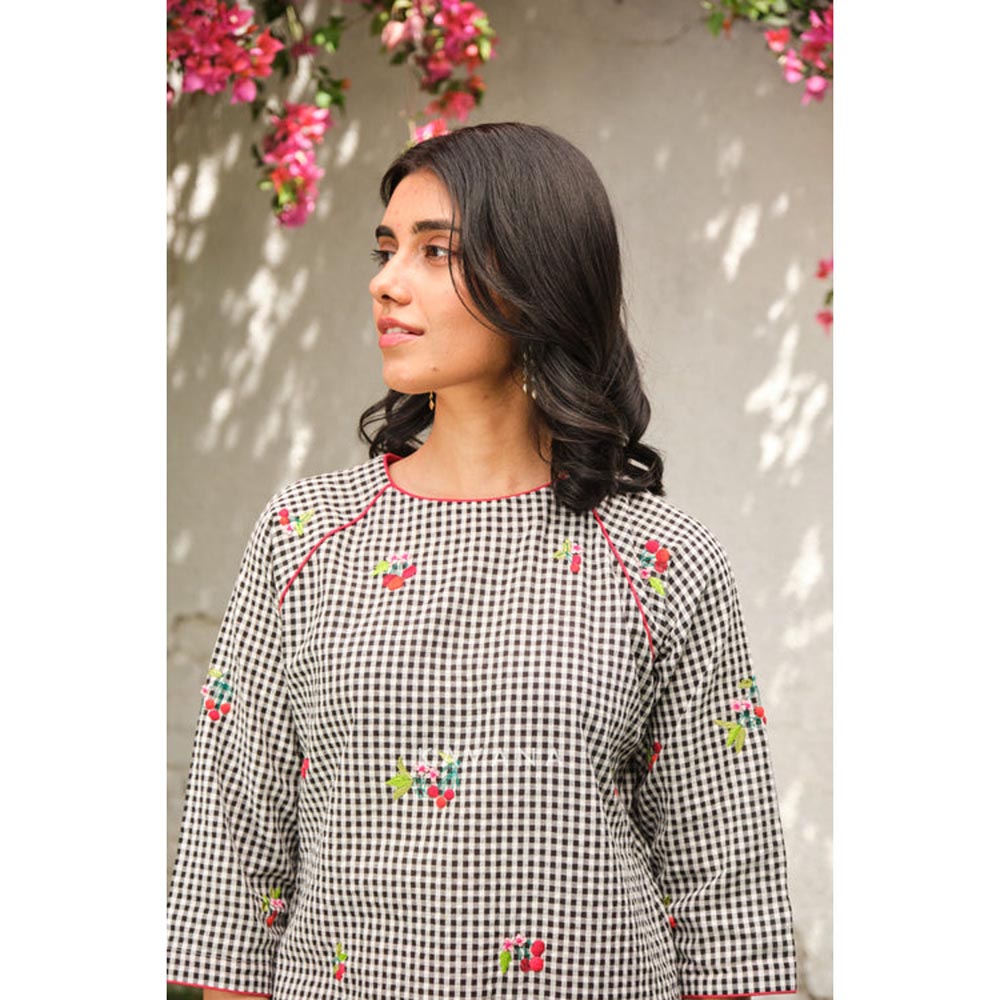 KAVANA Women Embroidered White Cherry Kurta and Pant