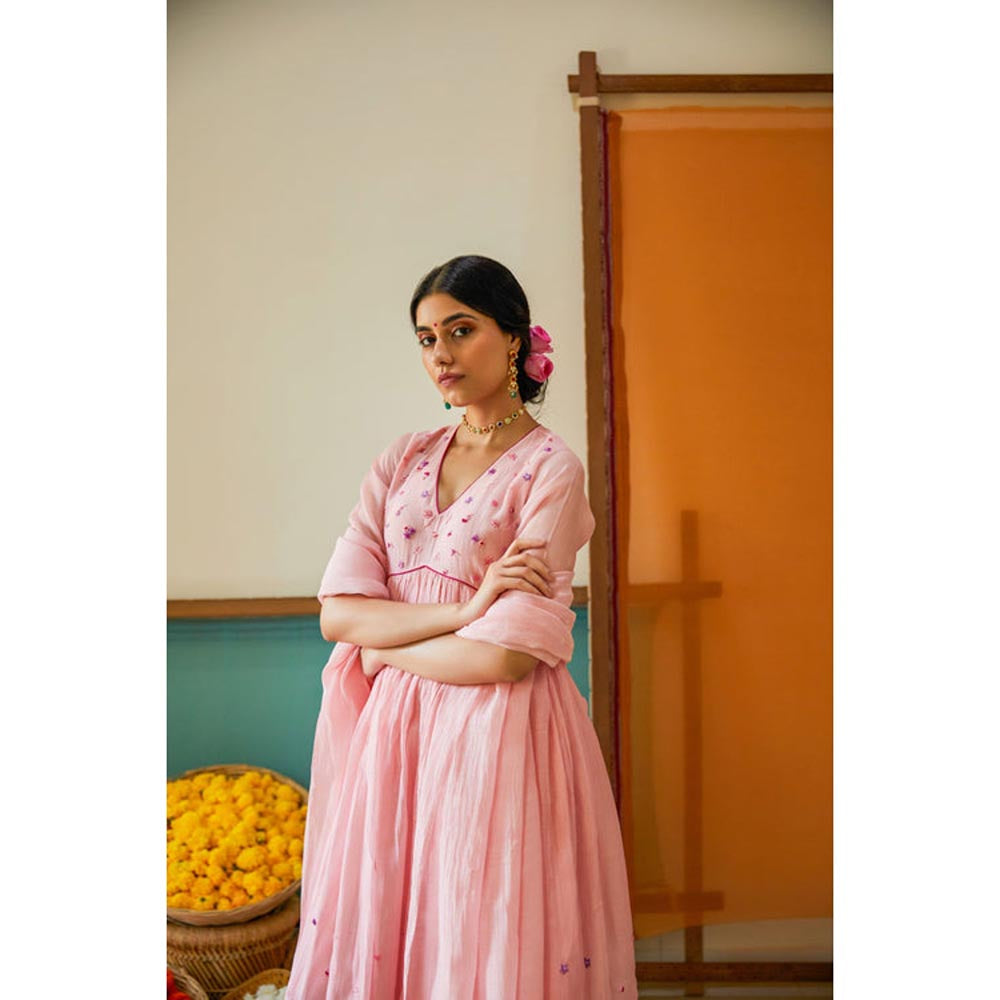 KAVANA Women Embroidered Pink Aafreen Kurta with Palazzo