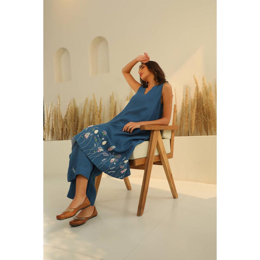 KAVANA Women Embroidered Neel Kurta with Pant