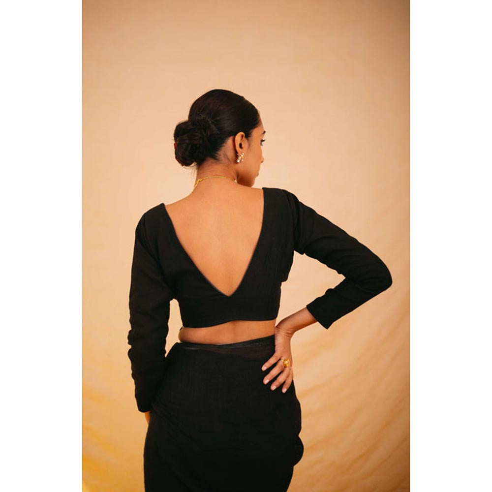 KAVANA Women Shiuli Black Stitched Blouse