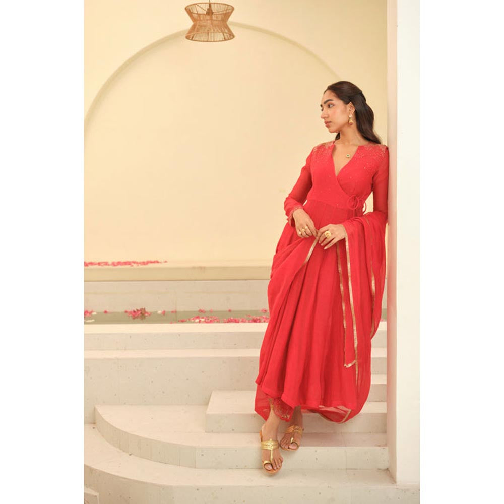 KAVANA Women Full Sleeves Maya Chanderi Kurta with Pant