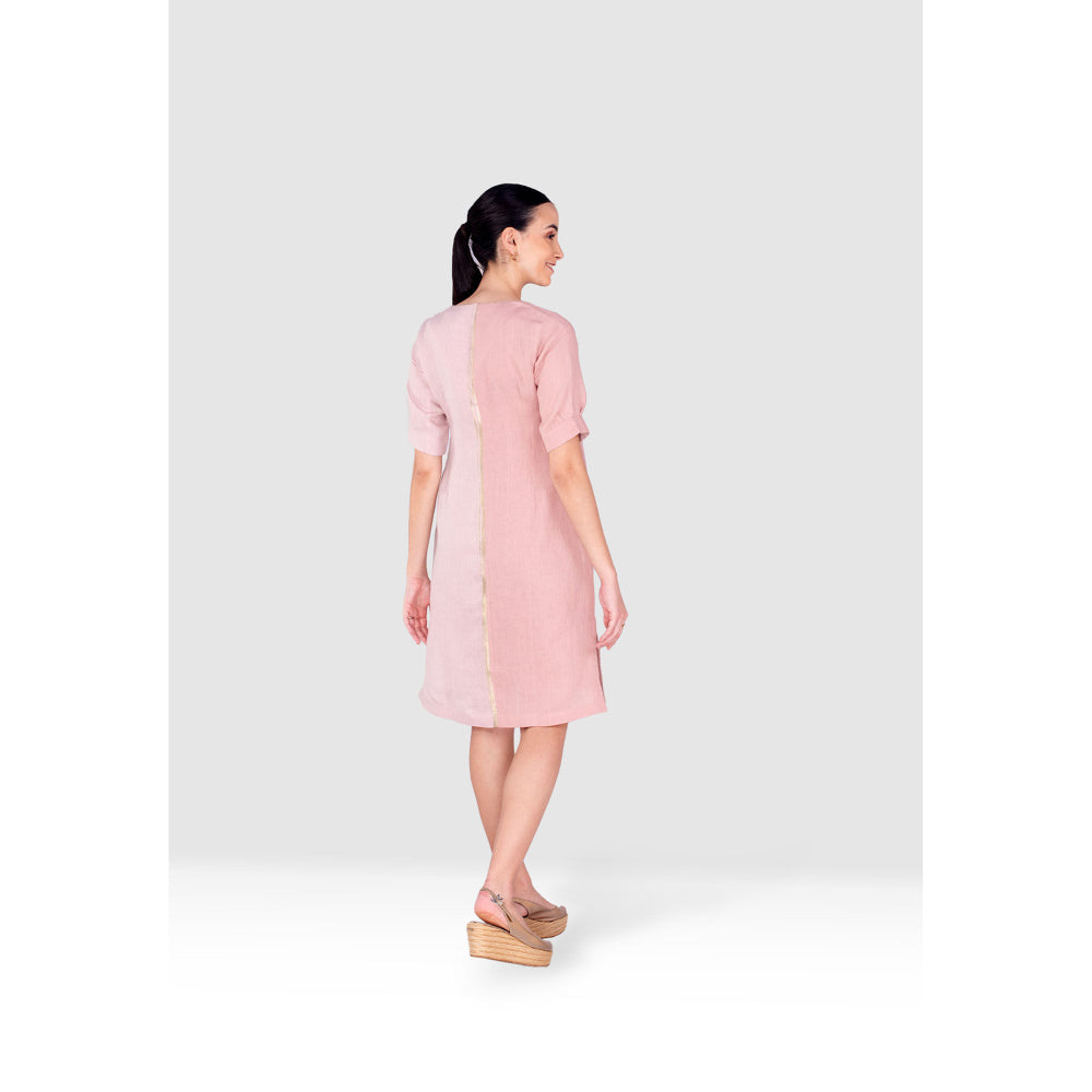 Kaveri Pink Gilded Edge Knee Length Dress