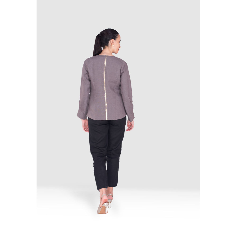 Kaveri Purple Gilded Edge Blazer with Inner and Pant (Set of 3)