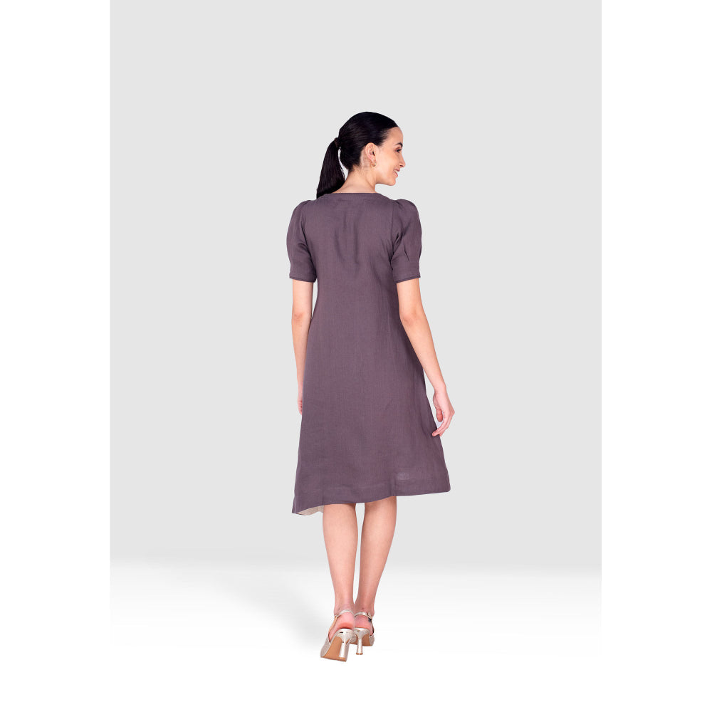 Kaveri Purple Vine Line Knee Length Dress