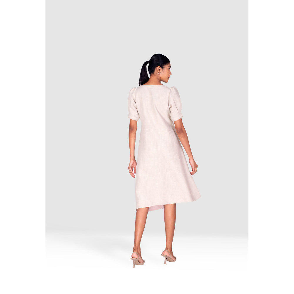 Kaveri Beige Vine Line Knee Length Dress