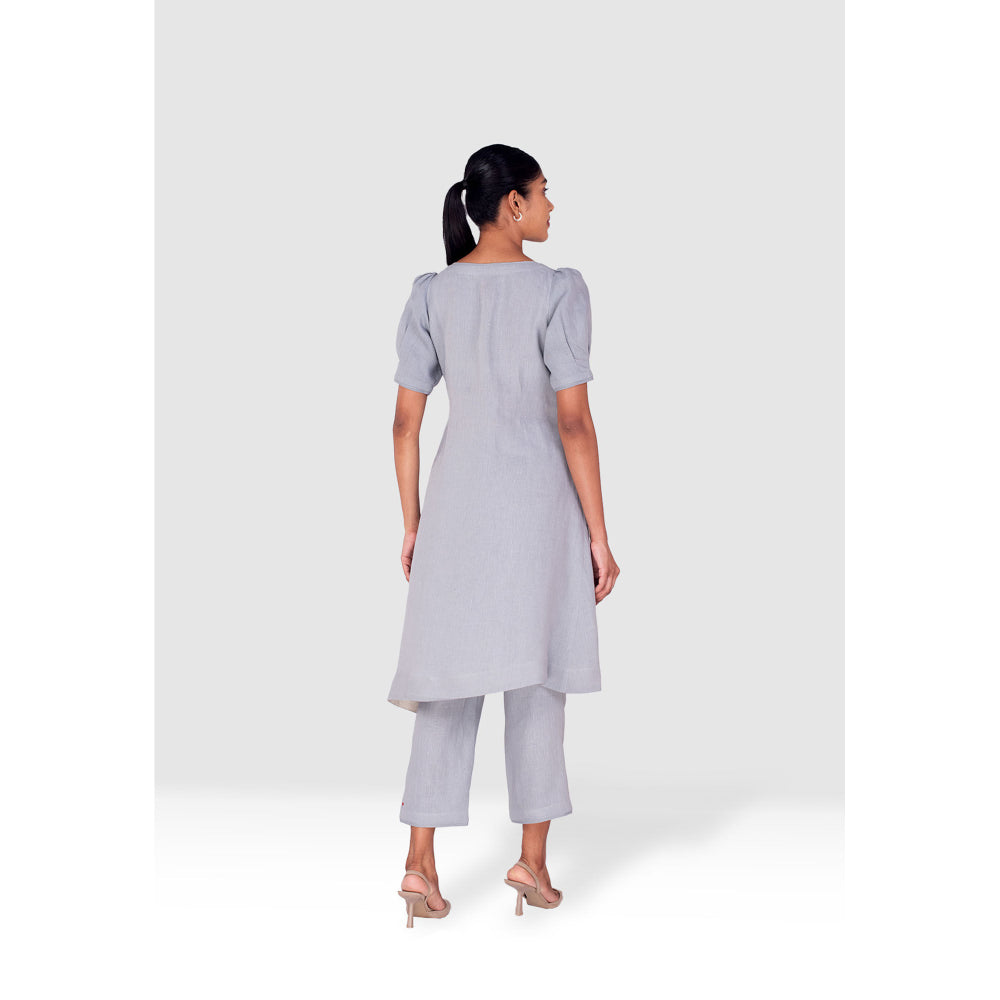 Kaveri Blue Vine Line Kurta with Pant (Set of 2)
