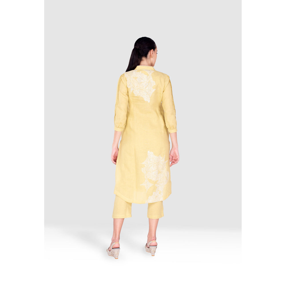 Kaveri Yellow Pindrop Kurta with Pant (Set of 2)