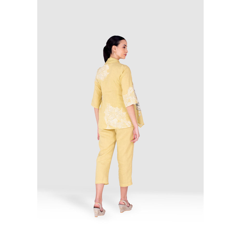 Kaveri Yellow Pindrop Zoro Jacket with Pant (Set of 2)