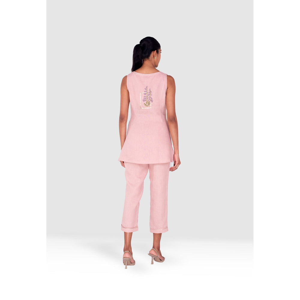 Kaveri Pink Flute Pipes Tie Co-Ord (Set of 2)