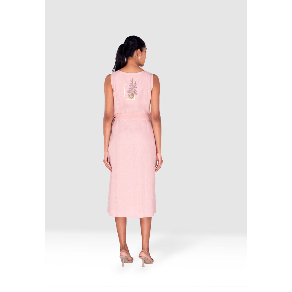 Kaveri Pink Flute Pipes Flap Midi Dress