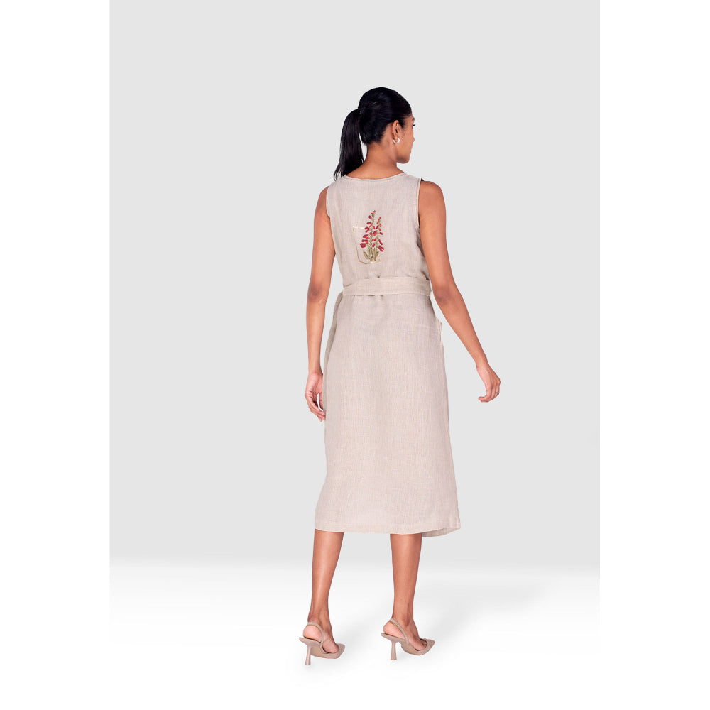 Kaveri Purple Flute Pipes Flap Midi Dress