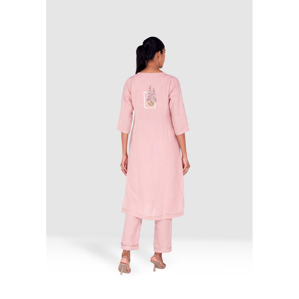Kaveri Pink Flute Pipes Kurta with Pant (Set of 2)