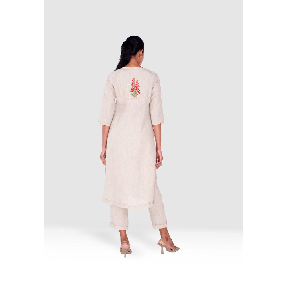 Kaveri Grey Flute Pipes Kurta with Pant (Set of 2)