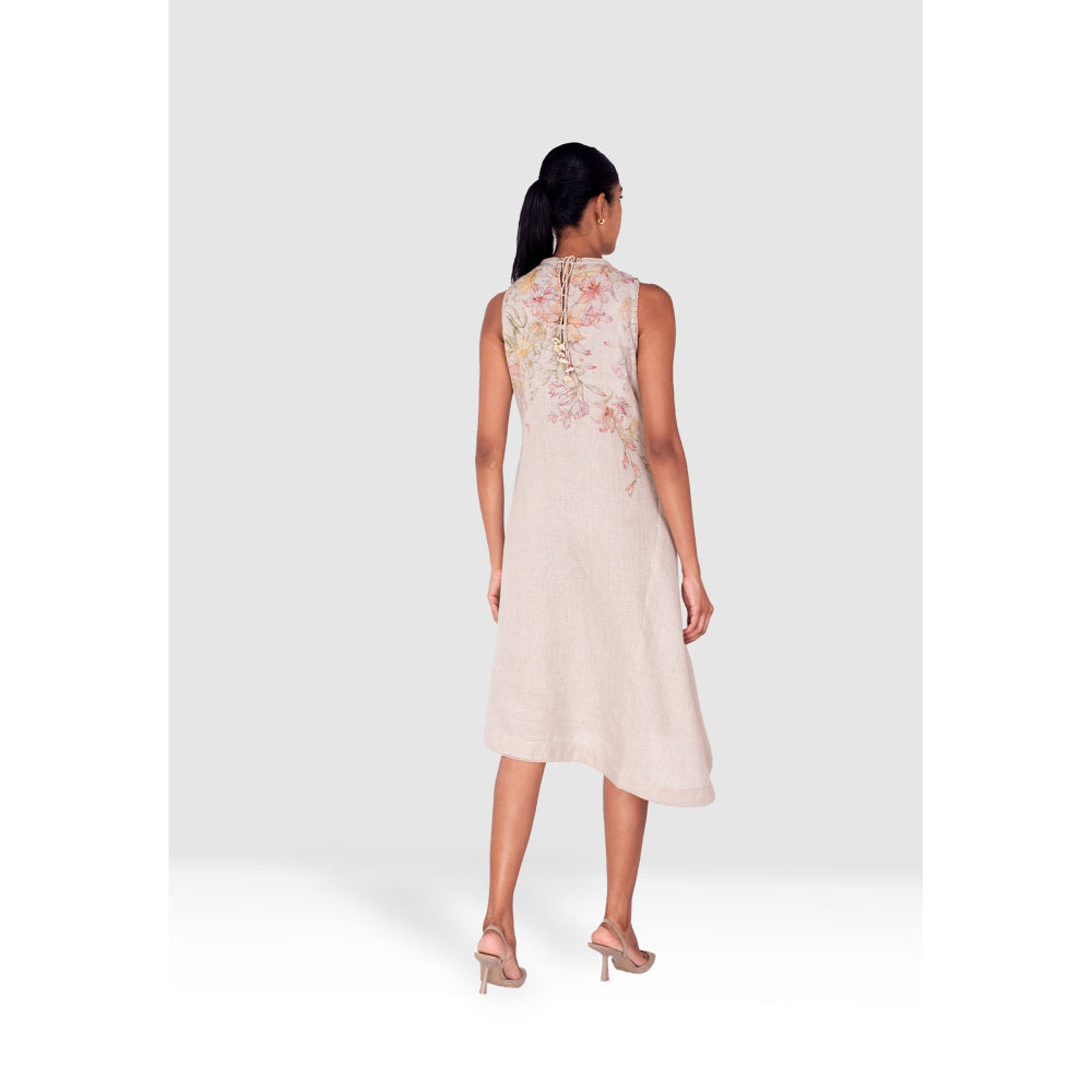 Kaveri Pink Candy Blossom Sleeveless Midi Dress