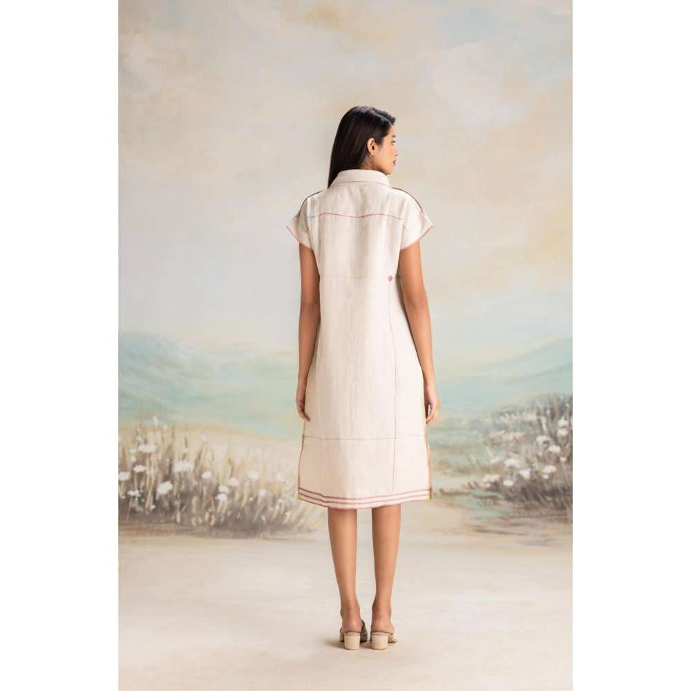 Kaveri White Over Lock Midi Dress