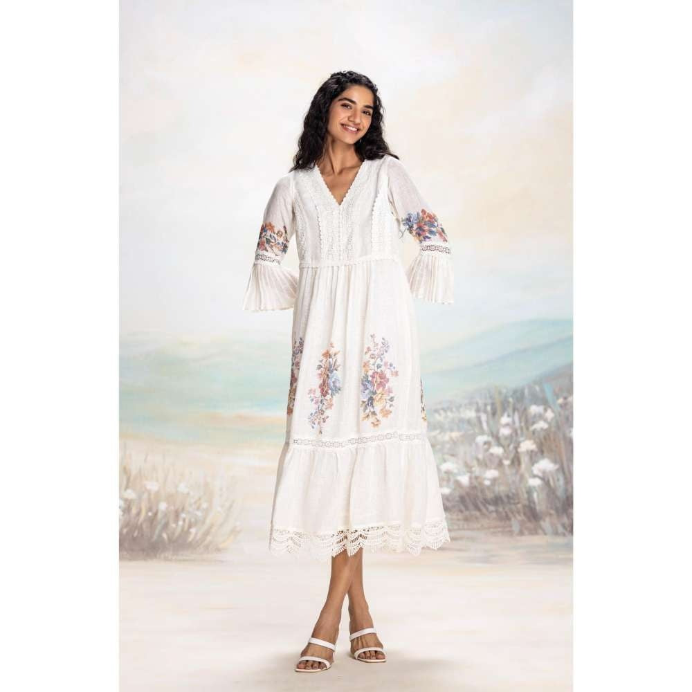 Kaveri White Vintage Rosa Messenger Dress