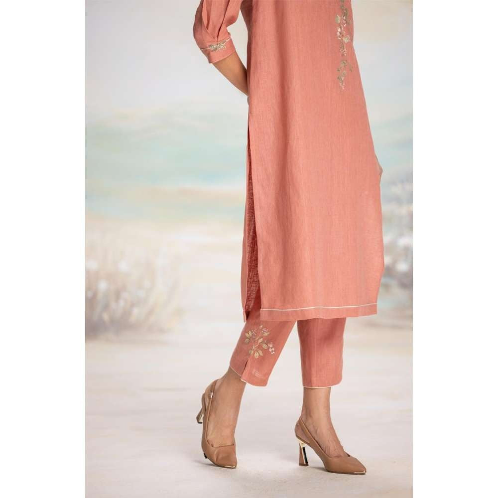 Kaveri Rust Leaf Kurta with Pant and Dupatta (Set of 3)