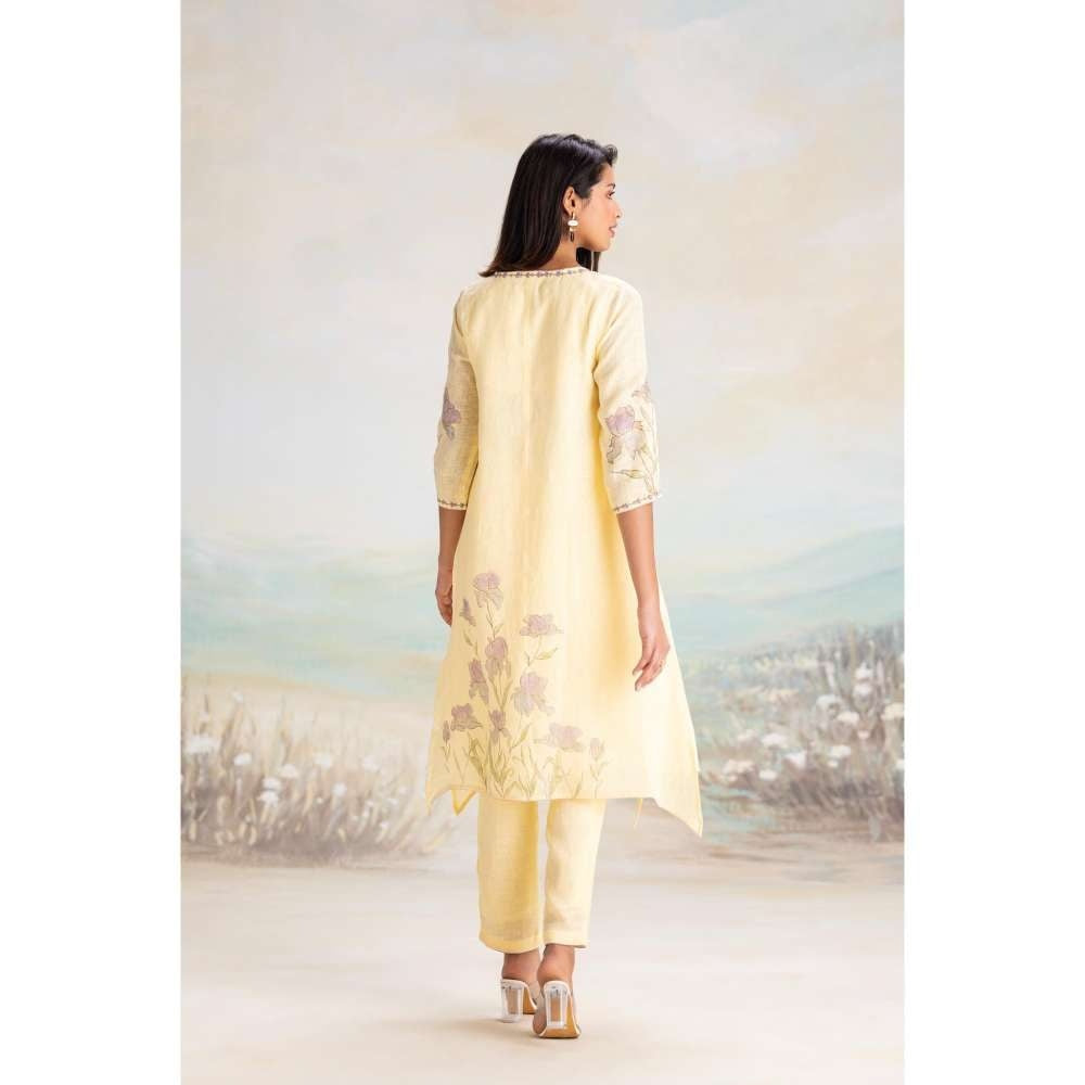 Kaveri Yellow Iris Kurta with Pant (Set of 2)