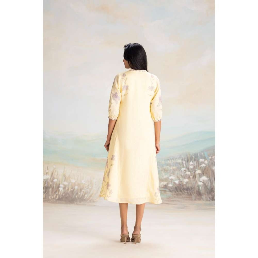 Kaveri Yellow Iris Midi Dress