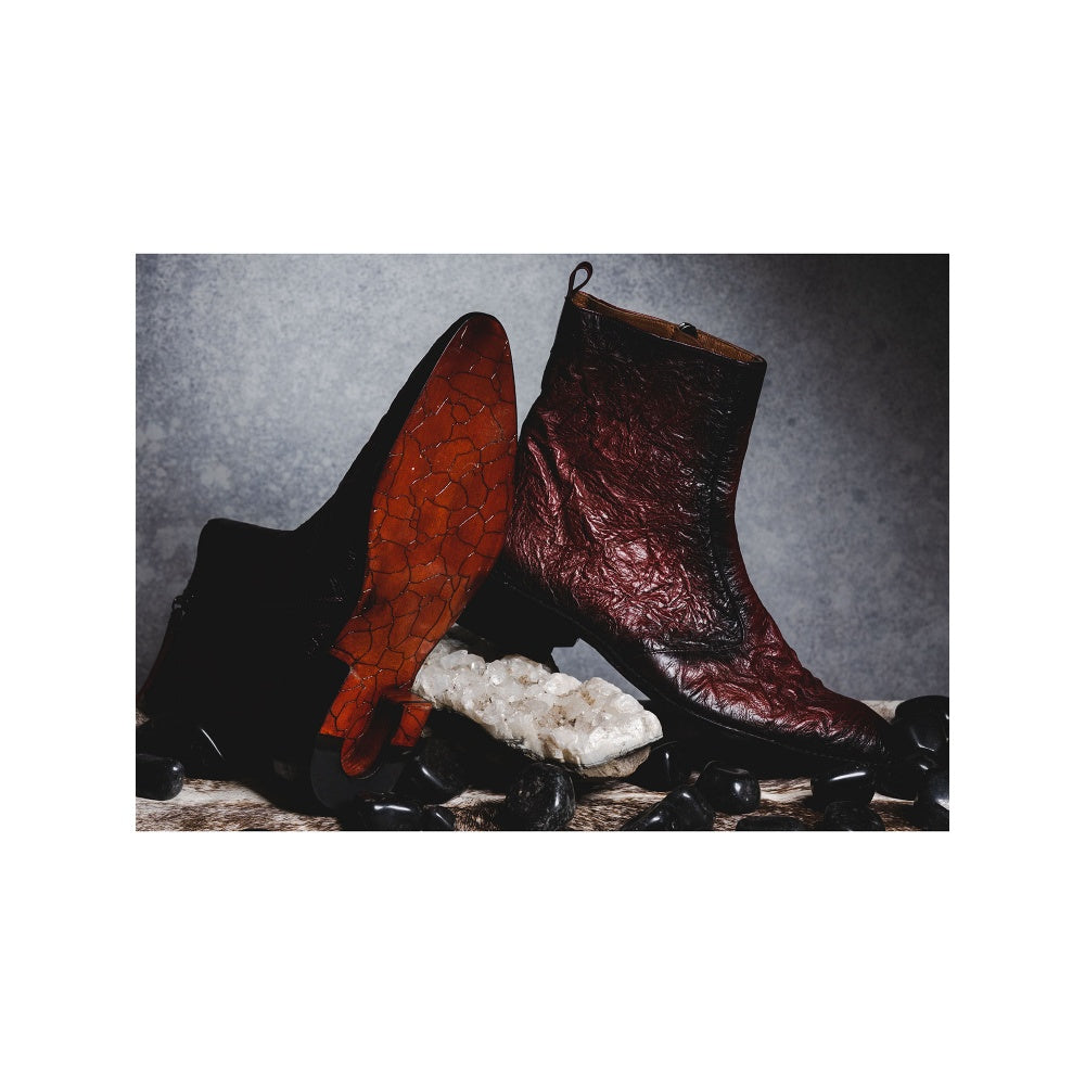 Kavith Sainaani Burgundy Two Tone Crinkle Boots (Pack of 2)