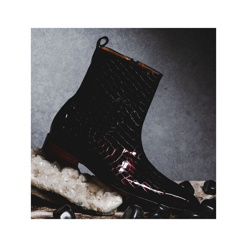 Kavith Sainaani Burgundy Patent Croc Boots (Pack of 2)