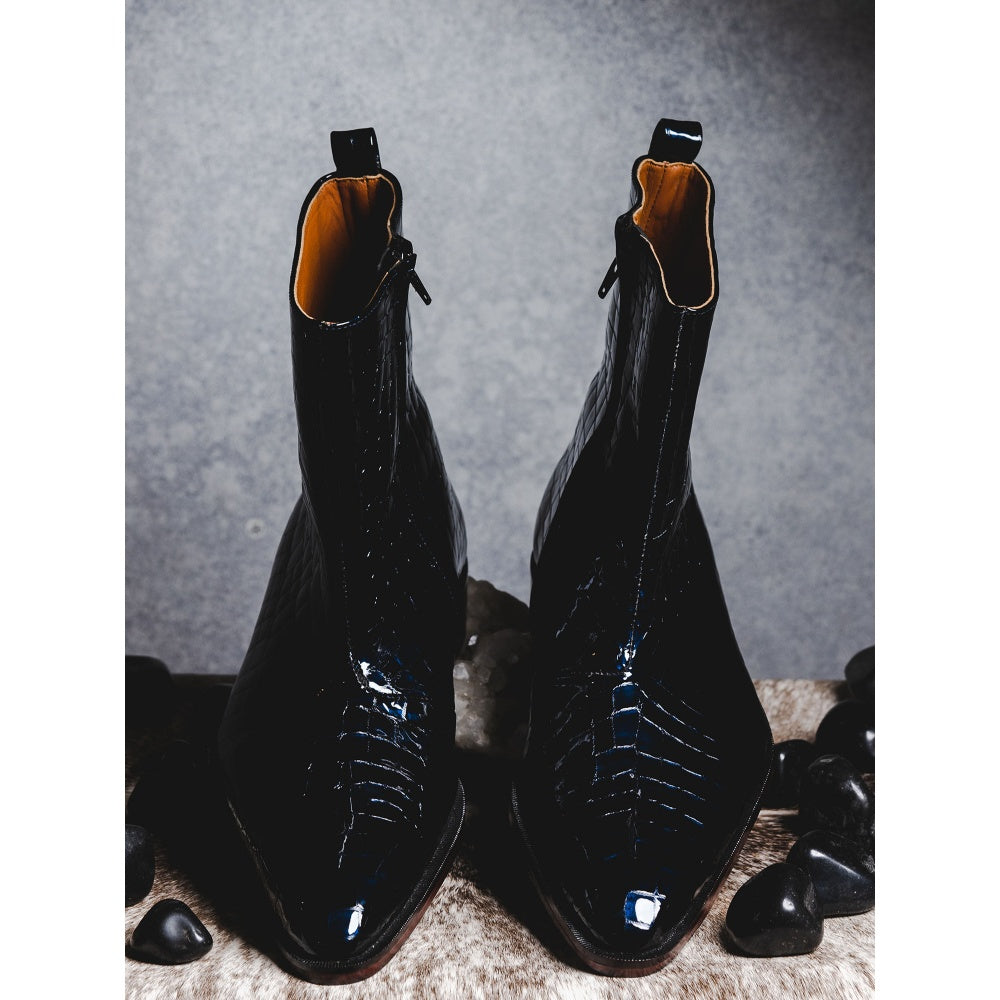Kavith Sainaani Blue Patent Croc Boots (Pack of 2)