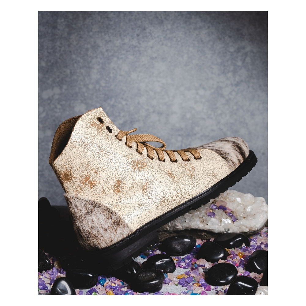 Kavith Sainaani Distressed Beige Hair-on Sneakers (Pack of 2)